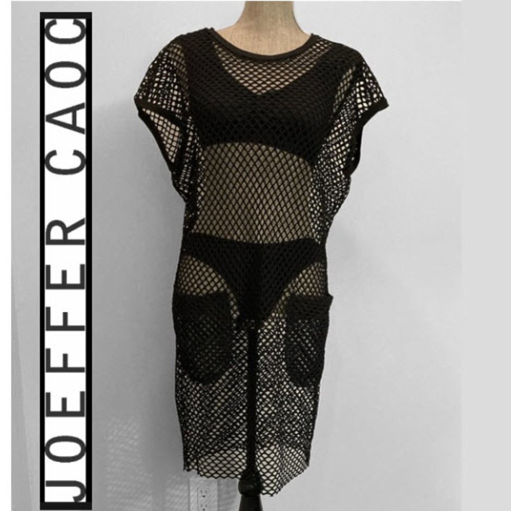 Joeffer Caoc Black Fishnet Coverup Dress​